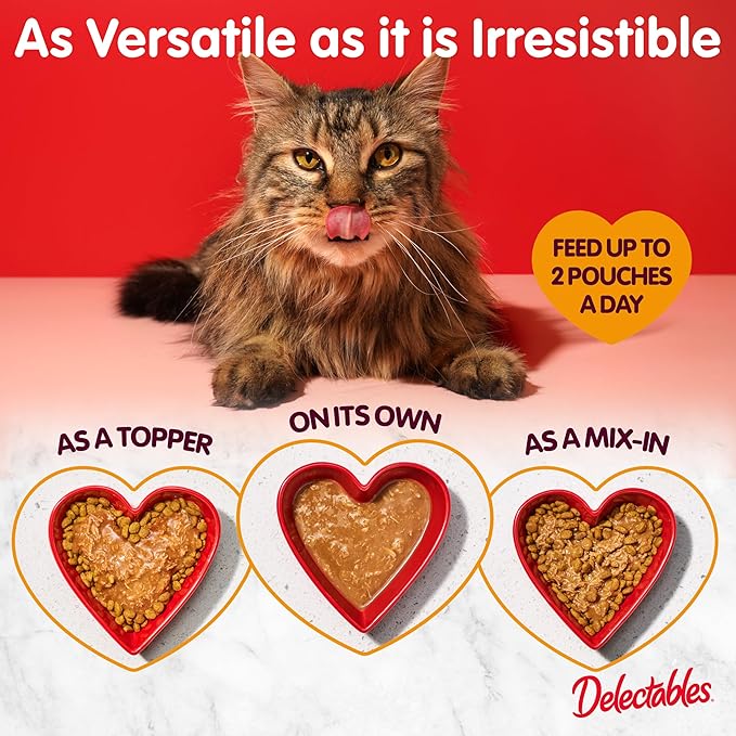 Delectables Lickable Treat Stew Senior 10+ Wet Cat Treat with Real Chicken, Food Topper, Hydrating, Grain-Free, No Fillers, No By-Products, No Added Preservatives, 1.4oz Pouch, 12ct