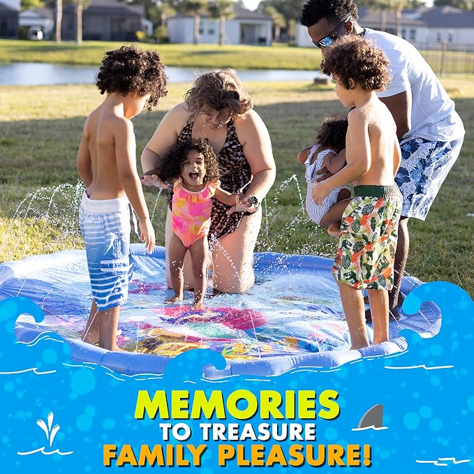 SplashEZ 89’’ Extra Large Splash Pad for Kids & Dogs Great Outdoor Toys for Toddlers 1-3 & Kids Ages 4-8, Baby Pool for Backyard Sprinkler, Pool Plastic Dog Water Summer Toys