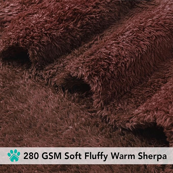 PETAMI Fluffy Fleece CAT and Dog Throw Blanket, Brown, Large