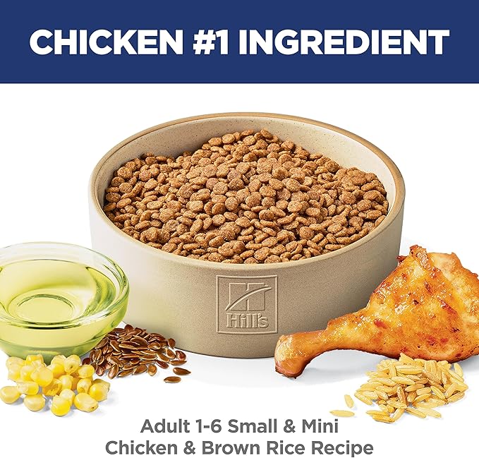 Hill's Science Diet Small & Mini, Adult 1-6, Small & Mini Breeds Premium Nutrition, Dry Dog Food, Chicken & Brown Rice, 4.5 lb Bag (Pack of 4)