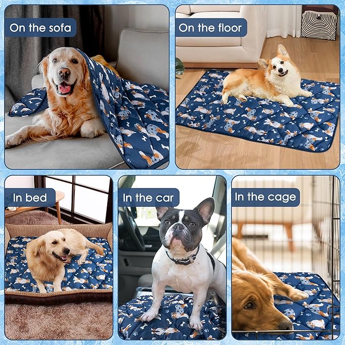 Dog Cooling Mat, Premium Lightweight Pet Cooling Blanket Bed Cover for Dogs, Cat, Puppies | Ice Silk Cool Pad for Dogs Furniture Protector | Machine Washable Pet Blanket, 22''x28''