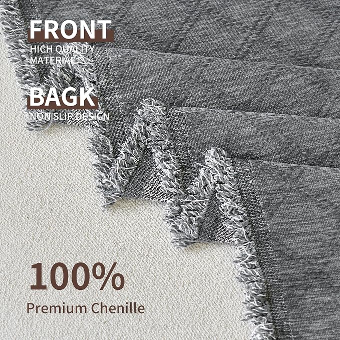 VANJOROY Couch Cover for Dogs Pets, Couch Cover 2 Cushion -Washable Chenille Sofa Cover for Dogs, Pet Friendly Furniture Protector Soft Sofa Slipcovers with Tassel, Dark Grey 71"x 118"
