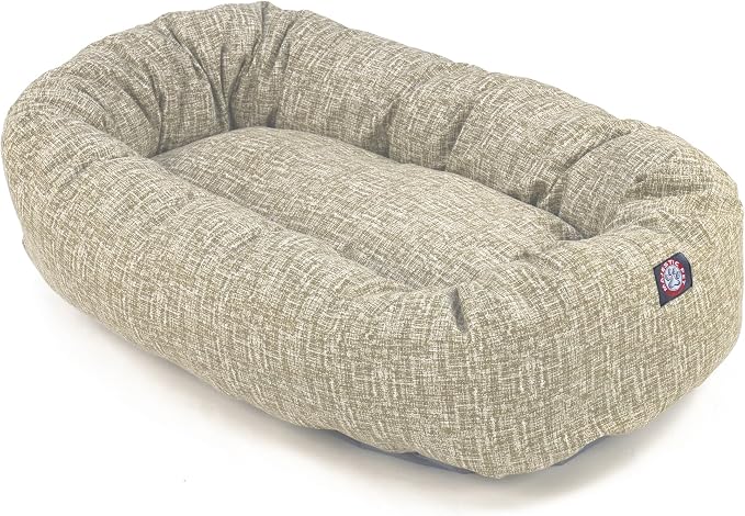 Majestic Pet 32 Inch Bagel Calming Dog Bed Washable – Cozy Soft Round Dog Bed with Spine Support for Dogs to Rest Their Head - Fluffy Donut Puppy Mat 32x23x7 (Inch) Medium – Tan