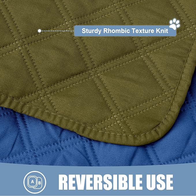 Smiry Waterproof Dog Bed Cover Pet Blanket, Soft Washable Dog Blanket for Furniture Bed Couch Sofa Reversible, Checkered (30"x70", Green/Navy)