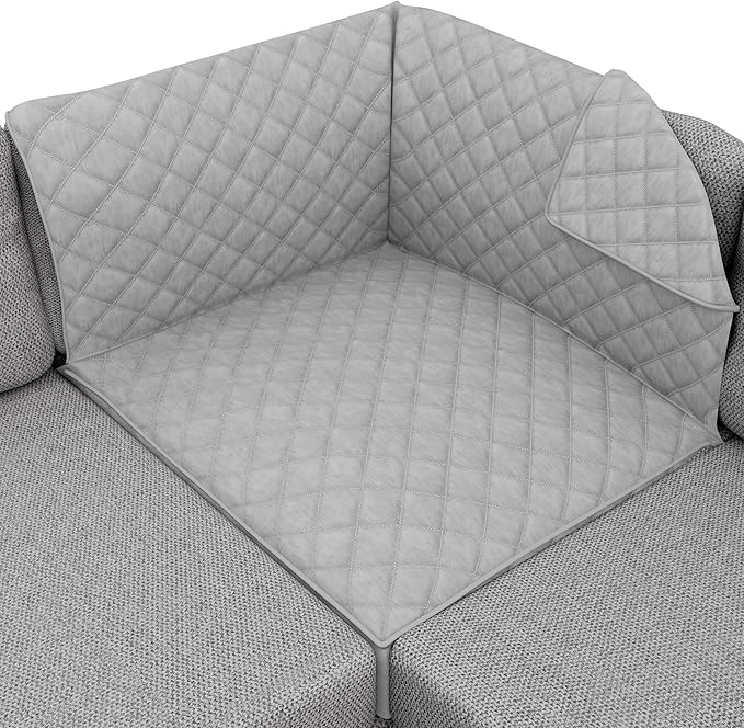 Sofa Shield® Couch Sectional Covers for Dogs, Reversible Furniture Protector with Strap, Stain and Tear Resistant Cushion Cover, 30x30 inch Seat, Machine Washable Slipcover Pets, Cats, Light Gray