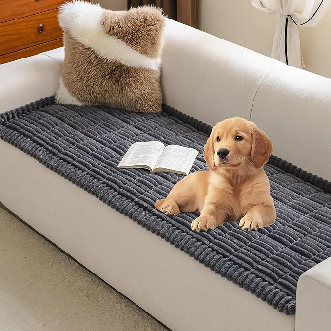 MYSKY HOME Couch Covers for 2 Cushion Sofa, Couch Cover for Dogs, Sofa Covers for Pets Washable, Soft Non-Slip Sofa Slipcovers, Loveseat Couch Covers, Furniture Protector, Dark Grey, 27.6" x 59"