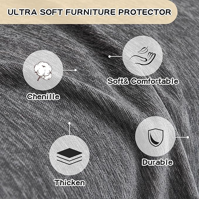 MYSKY HOME Couch Cover for Sectional Sofa, 2 Pieces Couch Covers for L Shape Sofa Cover, Furniture Protector for Pets, Kids, Sofa Slipcover for 2-3 Cushion Couch (71"x102"+71"x118", Dark Grey)