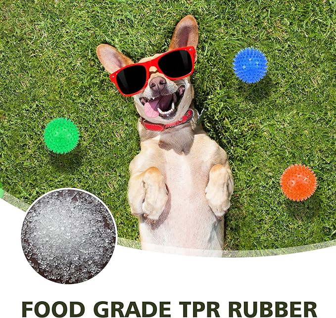 petizer 3-Pack 3.5” Squeaky Dog Toy Balls, Floating Dogs Pool Balls, Dog Spiky Balls, Interactive Fetch Toys for Puppy, Dog Chew Toys - Safe, BPA Free