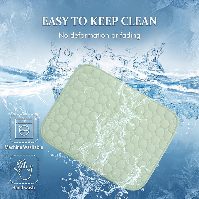 MICROCOSMOS Summer Cooling Mat & Sleeping Pad- Water Absorption Top, Materials Safe, Easy Carry, EZ Clean. Keep Cooling for Pets, Kids and Adults.(Green, 36" x24")