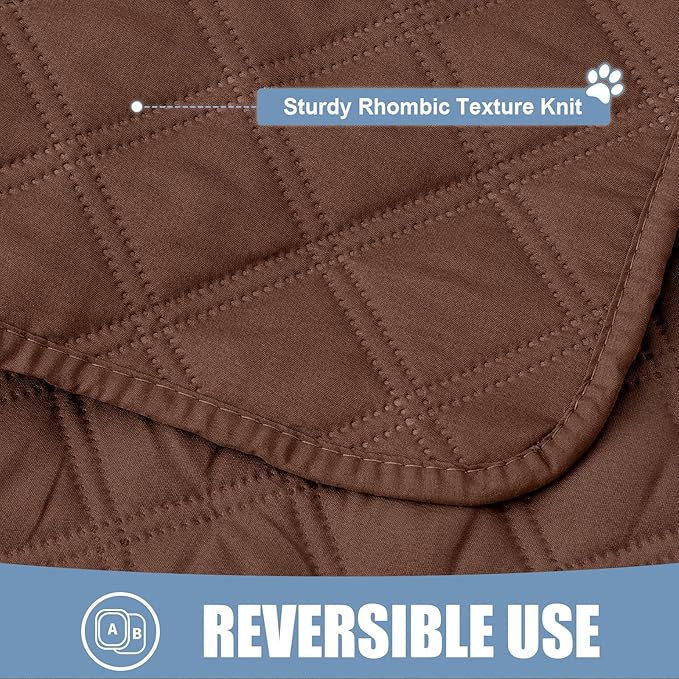 Smiry Waterproof Dog Bed Cover Pet Blanket, Soft Washable Dog Blanket for Furniture Bed Couch Sofa Reversible, Checkered (40"x70", Brown/Brown)