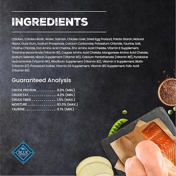 Blue Buffalo Wilderness Wild Delights Meaty Morsels Chicken & Salmon in Tasty Gravy Adult Wet Cat Food, High-Protein & Grain-Free Recipe with Natural Ingredients, 3-oz. Cans (24 Count)