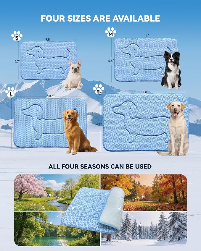 Cooling Mat for Dogs, Large Dog Bed & Dog Cooling Pad, Waterproof Pet Cooling Mat with Breathable Foam, Instant Relief for Dogs & Cats, Blue 36"x27"