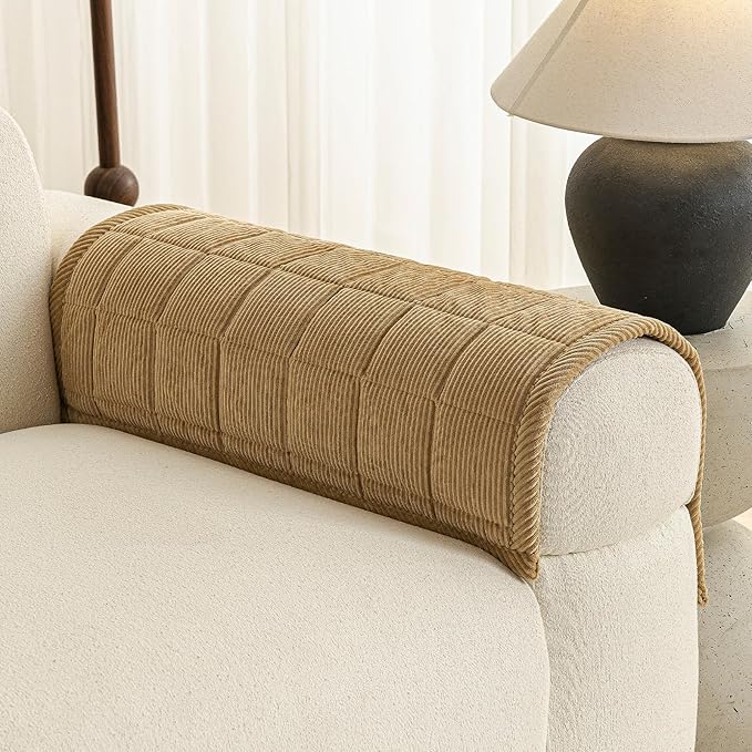 Velvet Couch Covers for Sectional Sofa Washable, Non-Slip L Shaped Sectional Couch Cover, Soft Pet Couch Covers for Sofas, Furniture Slipcovers for Single Sofa(1PC,35"x35",Light Brown)