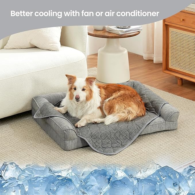 Cozy Bliss Deluxe Leakproof Cooling Blanket for Small Dogs Q-Max 0.5, Soft & Durable Washable Pet Cooling Mat for Hot Weather, Livingroom, Pet Throw & Couch Protector for Cats, Charcoal Grey, 25"x35"