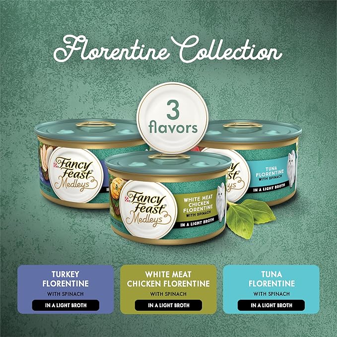 Fancy Feast Purina Wet Cat Food Medleys Florentine Wet Cat Food Variety Pack - (4 Packs of 12) 3 oz. Cans