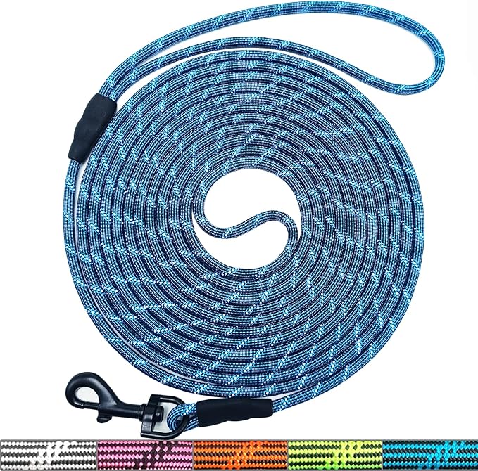WYuZe Reflective X-Small Dog Leash 6/10/15 FT, Thin 1/5" Lightweight Rope Leash for Puppy Training, Walking Leads for Cats Chihuahua Maltese Small Pets Up to 15lb, (10FT, Blue)