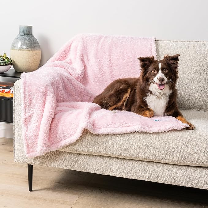 PETAMI Fluffy Fleece CAT and Dog Throw Blanket, Pink, Medium
