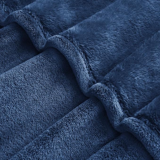 BEDELITE Big Fleece Blanket - 120" x 120" (10' x 10'), Super Soft Fluffy Fuzzy Oversized King Blanket for Bed, Couch, Sofa, Camping, Fits Whole Family, Navy Blue