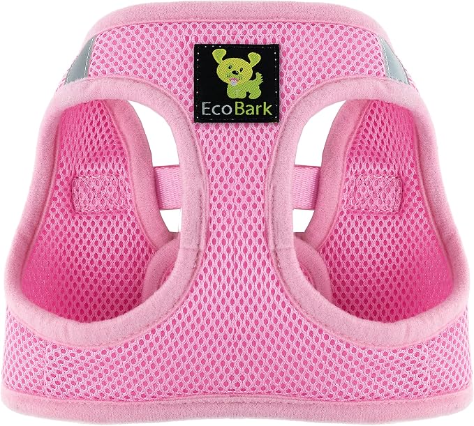 EcoBark XXS Dog Harness - Luxury Soft Step in Teacup Dog Harnesses for Puppy & Toy Breed Dogs - Tiny Step in Mesh Halter - Mini Chest Body Vest (XX-Small, Baby Pink)