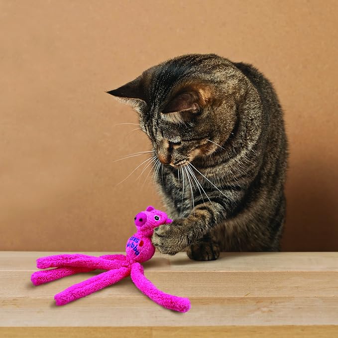KONG - Cat Wubba Mouse - Soft Plush Catnip Toy, Crinkles and Rattles (Assorted Colors)