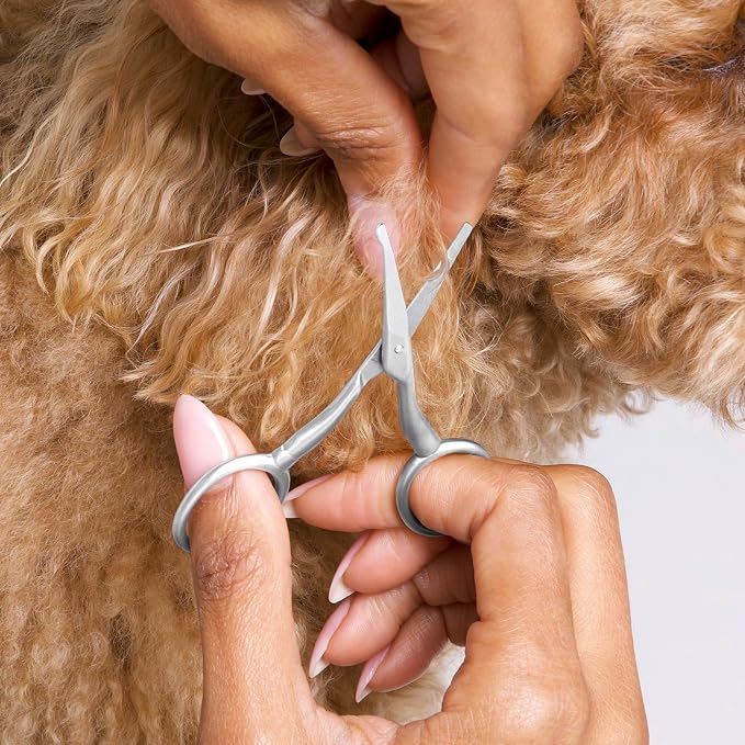 Tweezerman Pet Grooming Scissors, Stainless Steel Rounded Tip Trimming Shears for Dogs and Cats