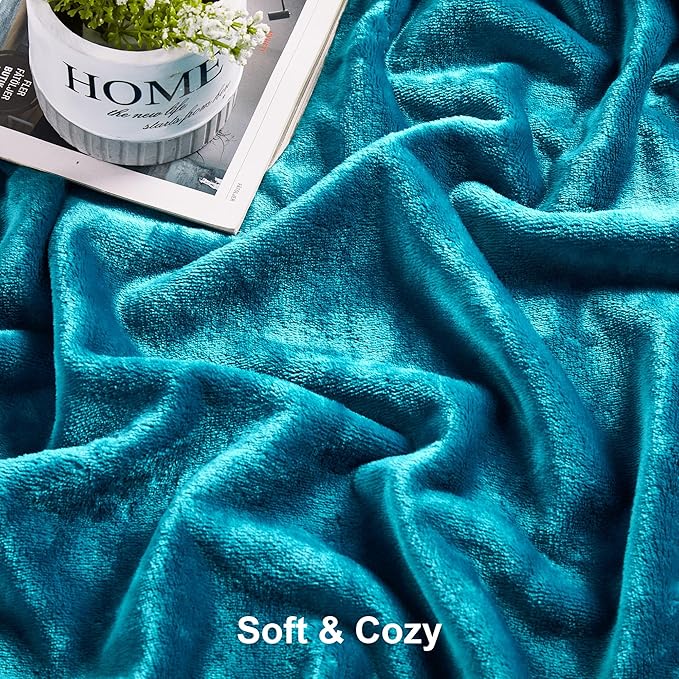 DREAMNINE Extra Large Fleece Blanket,Soft Comfy Fluffy Bed Blankets Queen Size 90" x 90",Luxury Decorative Fuzzy Blanket for Women Girl,Big Cozy Shaggy Warm Flannel Blankets for Winter Autumn Pet,Teal