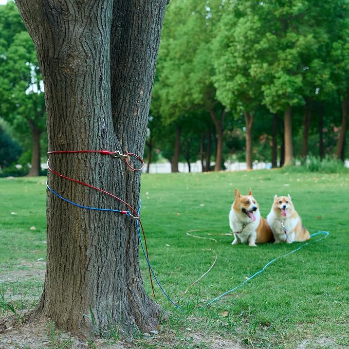 Amazon Basics Tie-Out Cable for Large Dogs, 30 Feet Long, Rust-Resistant, Durable Metal Clips, Up to 125 Pounds, Red