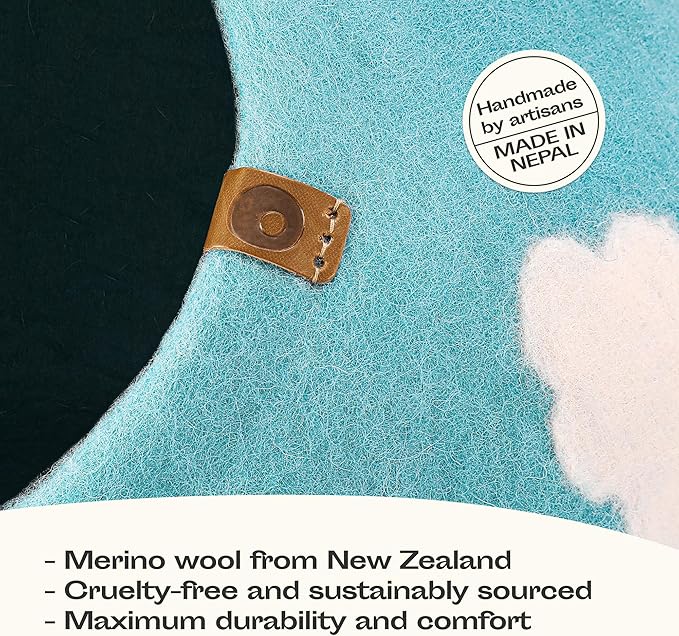 MEOWFIA Cat Cave – Premium Felt Cat Enclosure for Indoor Cats, Handmade Merino Wool (Cloud Nap Blue, Medium)