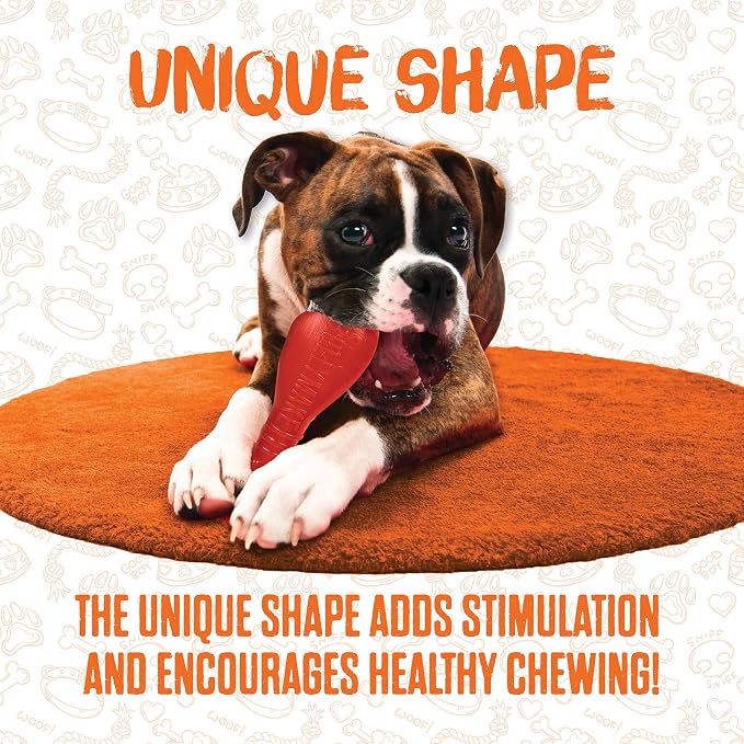 BULLYMAKE Red Tough Chew Steak Toy for Dogs, Durable Nylon Dog Toys for Aggressive Chewers, Dental Stimulating, Tough Chewers, Boredom Busting, Made in USA
