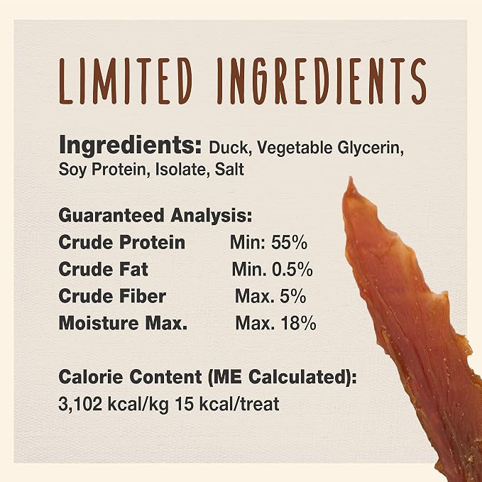 Cadet Gourmet Duck Jerky Dog Treats For Training - Healthy & Natural Dog Training Treats for Small & Large Breeds - Inspected & Tested in USA (3 oz.)
