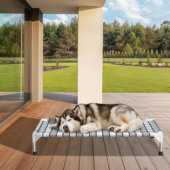 Caghash Elevated Outdoor Raised Dog Bed Outdoor Dogs Bed Lifted Pet Hammock Bed Dog Cot for Large Pet Taste Life, Start with A Pet Bed 39'' x 27'' x 6.5''