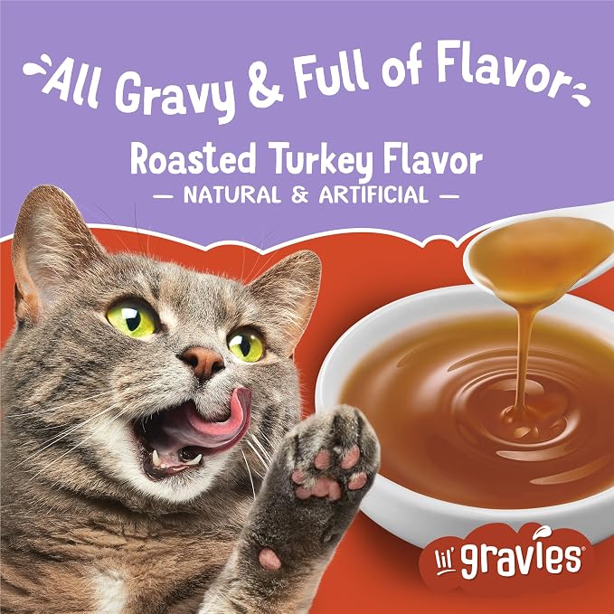Purina Friskies Lil' Gravies Roasted Turkey Flavor Cat Food Lickable Cat Treats - (Pack of 16) 1.55 oz. Pouches