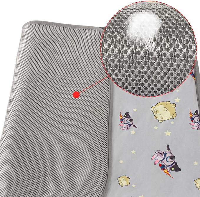 NACOCO Summer Pet Cooling Mat - Cat Dog Cushion Pad Sleeping Cool Comfortable Soft for Pets Kids and Adults (Grey French Bulldog, S)