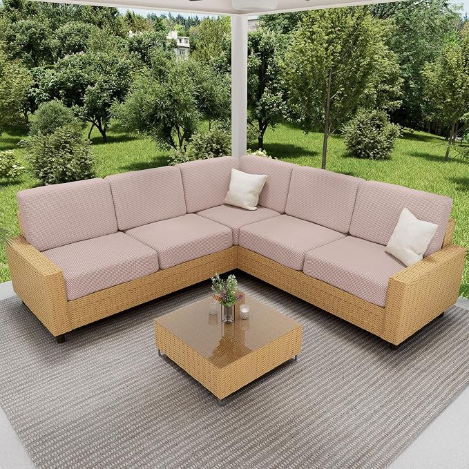 hyha Waterproof Couch Cushion Covers for Pets, Non Slip Sofa Cover for Dogs Washable, Soft Thick Stretch Jacquard Fabric, Sofa Slipcovers with Elastic Bottom (2 Pieces, Pink)