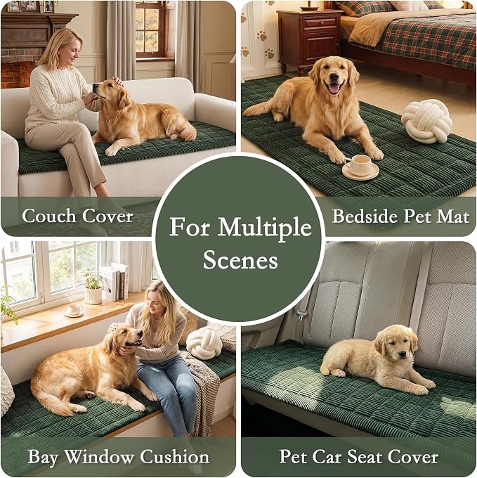 MEETSKY Couch Cover for 3 Cushion Couch Sofa, Sofa Covers for Dogs Washable, Non-Slip Sofa Protector Pet Friendly Dog Mats for Couches Soft Furniture Covers, 27.6" x 82.7", Moss Green
