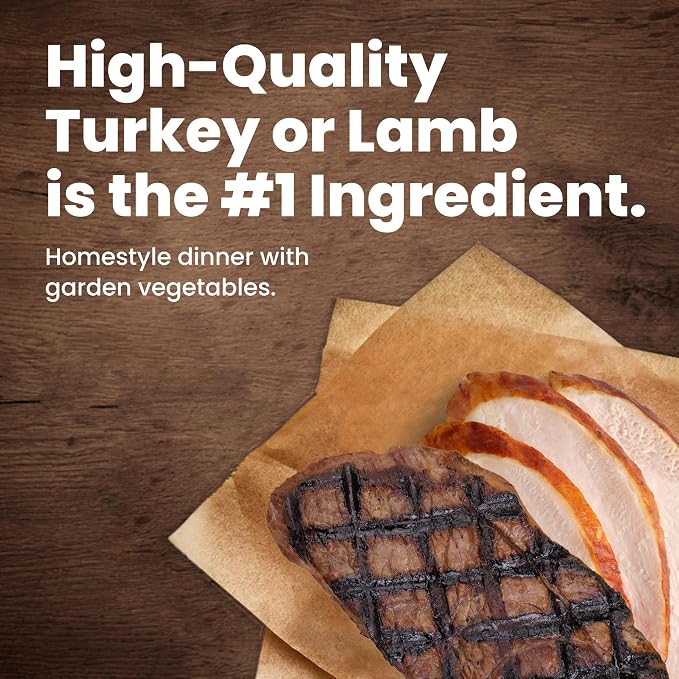 Blue Buffalo Homestyle Recipe Wet Dog Food Paté Variety Pack, Turkey Meatloaf Dinner & Lamb Dinner with Garden Vegetables, Made with Natural Ingredients, 12.5-oz. Can (6 Count, 3 of Each)