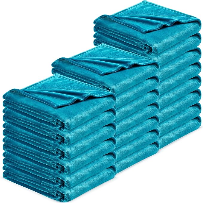 DREAMNINE Pack of 21 Soft Fuzzy Fleece Throw Blanket for Couch Sofa 50" x 60", Decorative Solid Lightweight Velvet Blankets for Chair, Cozy Accent Shaggy Plush Flannel Blanket for Bedroom, Teal