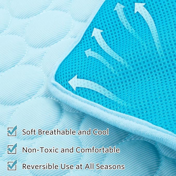 Dog Cooling Mat 28"x40" Q-Max>0.4, Absorbent & Pressure-Activated Self-Cooling, Non-Slip Scratch Resistant, Washable Cooling Mat for Dogs, Cooling Pad for Dog Bed Mats for Car Crate Patio Outdoor