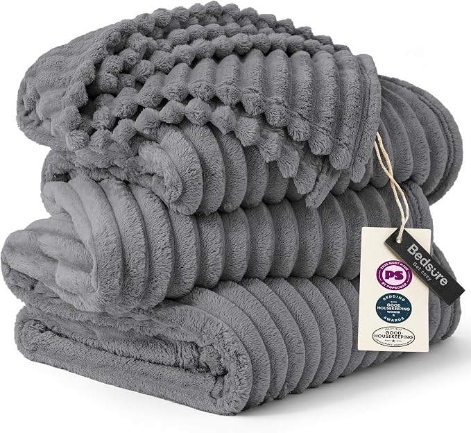 Bedsure GentleSoft Large Fleece Blanket for Bed - Cozy Soft Throw Blankets for Women, Cute Large Throws for Girls, Frost Gray, 120x120 Inches