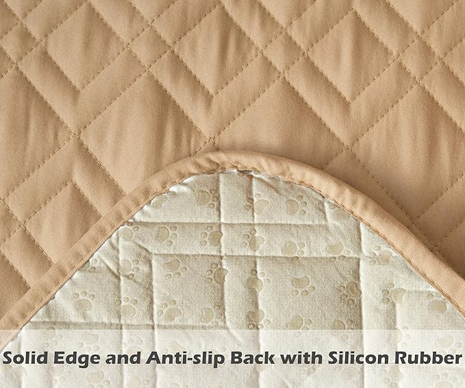 Ameritex Couch Sofa Slipcover 100% Waterproof Nonslip Quilted Furniture Protector Slipcover for Dogs, Children, Pets Sofa Slipcover Machine Washable (Sand, 78")