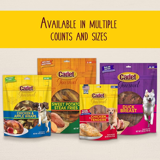 Cadet Gourmet Sweet Potato Fries Dog Treats - Healthy & Natural Sweet Potato Dog Training Treats for Small & Large Dogs - Inspected & Tested in USA (2 lbs.)
