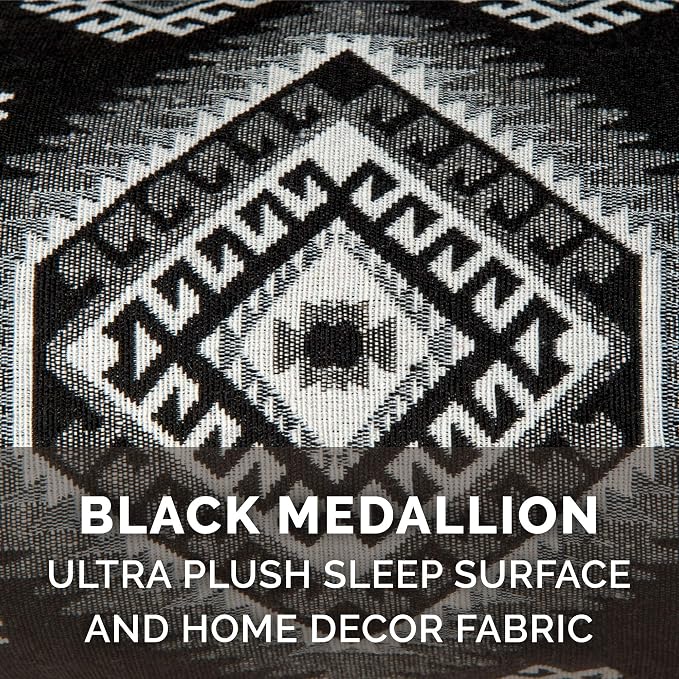 Furhaven Memory Foam Dog Bed for Large Dogs w/ Removable Bolsters & Washable Cover, For Dogs Up to 125 lbs - Plush & Southwest Kilim Woven Decor Sofa - Black Medallion, Jumbo Plus/XXL