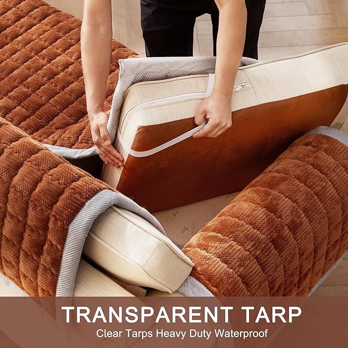 Couch Cover for Dogs Washable,Anti-Slip Back Cat Mat Pet Pad Blanket for Furniture Protector,Fuzzy Pet Sofa Cover for 3 Cushion Couch Sofa Pets Friendly (Curry, 1pc/36"x68"/Seat Cover)