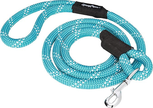 ZippyPaws Climbers Rope Heavy Duty Dog Leash - Thick Leashes for Large Breed Dogs, Durable 2/3'' Climbing Rope, 6 Feet Long, Comfortable Woven Design, Tested Strength Over 3000 lbs - Teal