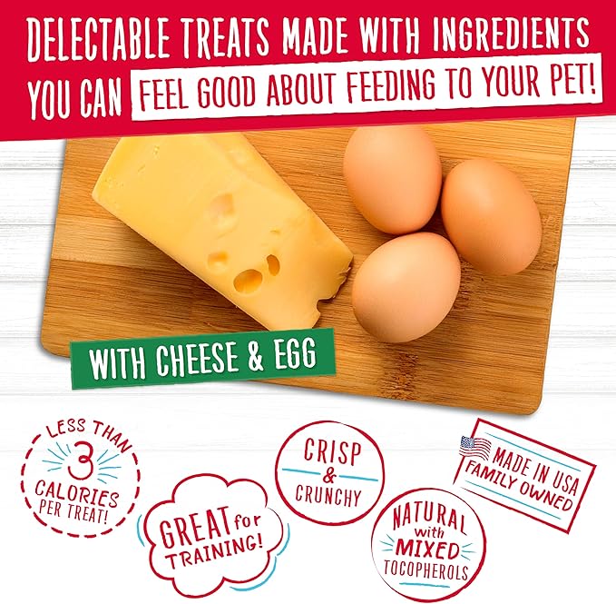 Charlee Bear Dog Training Treats, Cheese & Egg Recipe, Low Calorie (Under 3 Calories), Limited Ingredient Crunchy Dog Treats, 6 oz. Resealable Bag