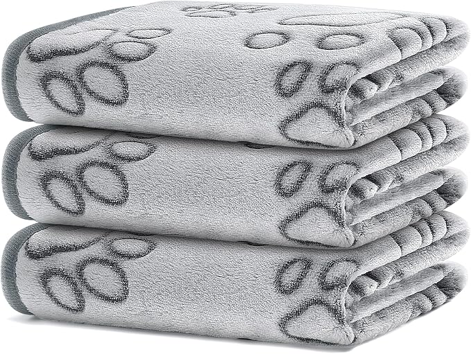 UTTPLL Blanket-Machine-Washable-Premium-Shedding Soft Dog Blanket 30"x20" Fluffy Warm Fleece Paw Print Pet Flannel Cat Blanket for Indoor Cats Medium Small Dog Puppy Essentials Grey
