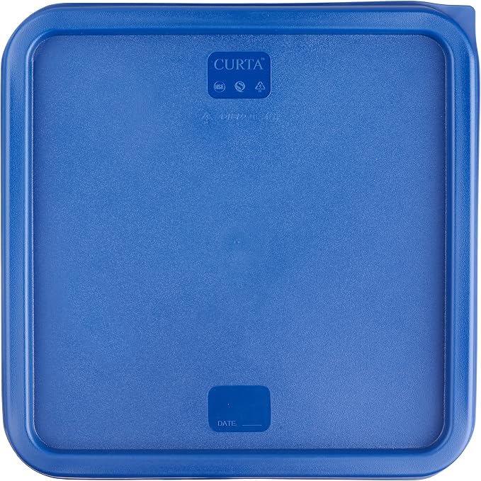 CURTA 4 Pack Food Storage Containers with Blue Lids - NSF Listed Commercial Grade in 18.0 Qt - Square, Clear, Polycarbonate