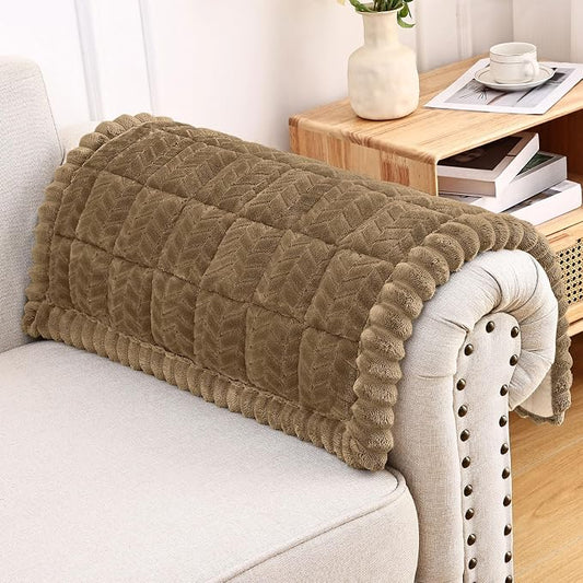 Smiry Couch Cover for Dogs, Non Slip Fuzzy Pet Sofa Arm Covers Washable for Armrest & Backrest, Soft Thick Furniture Protector for Cats Dogs, Against Fur, Dirt (Mocha Brown, 27.6"x27.6")