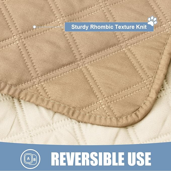 Smiry Waterproof Couch Covers for Dogs Washable, Reversible Pet Couch Covers for 3 Cushion Sofa Pet Friendly, Soft Sofa Furniture Protector for Dogs Cat Kids, Checkered (40"x40", Camel/Beige)