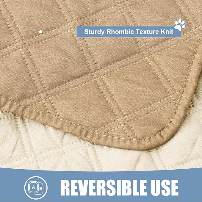 Smiry Waterproof Couch Covers for Dogs Washable, Reversible Pet Couch Covers for 3 Cushion Sofa Pet Friendly, Soft Sofa Furniture Protector for Dogs Cat Kids, Checkered (30"x30", Camel/Beige)